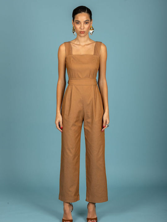 Women's Denim One-piece Jumpsuit Chocolate