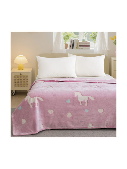 Κουβέρτα Fleece Φωσφορίζουσα Φωσφοριζέ 220x160εκ.