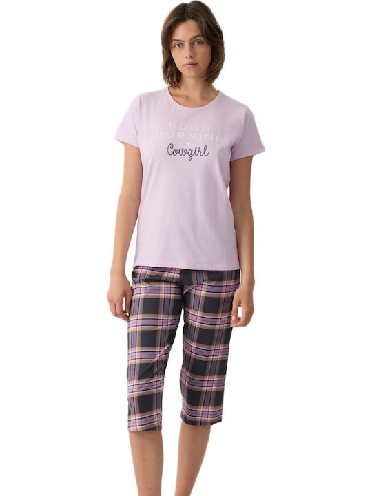 Minerva Summer Women's Cotton Lilac Pyjama Set Girl