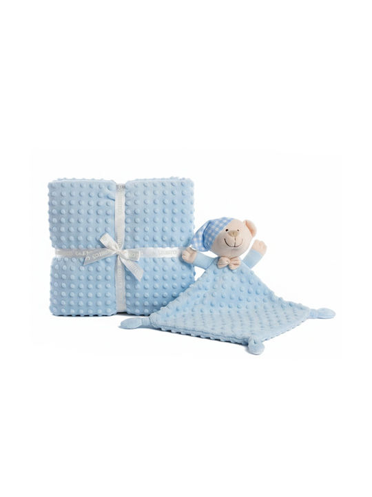 Gamberritos Kids Light Blue Nursery Swaddling Blanket with Animal 80x110cm