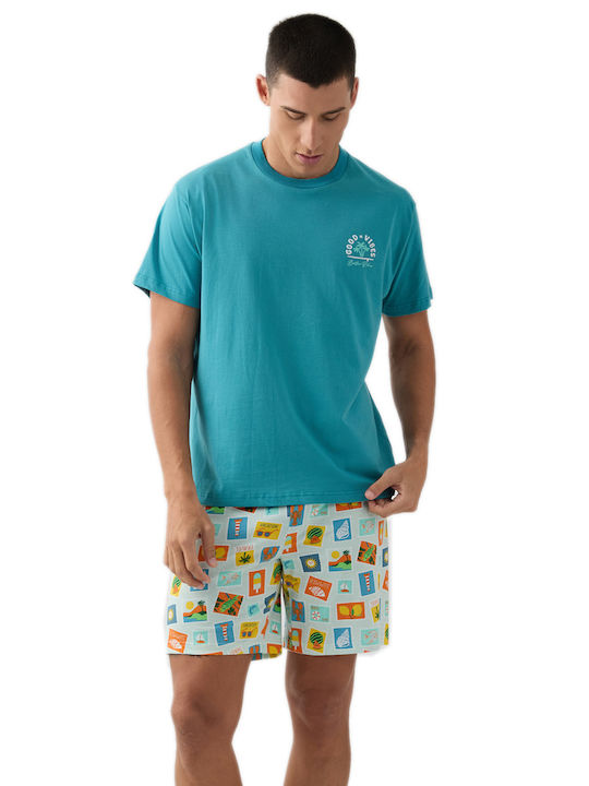Minerva Sommer Herrenpyjama Petrol