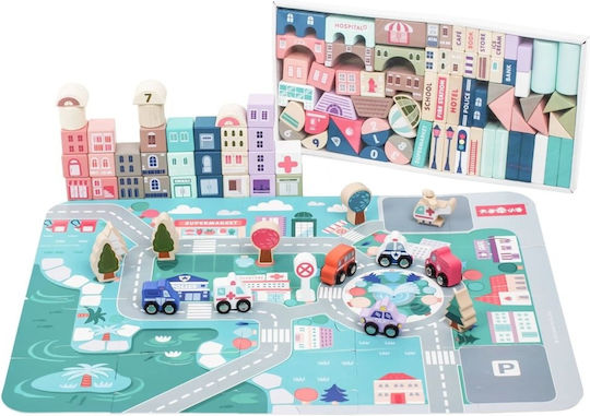 Ecotoys Cuburi De Construit Din Lemn Pentru 3+ Ani 55 Bucăți