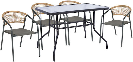 Set Sala De Mese Pentru Exterior Adam 5 Piese Gri
