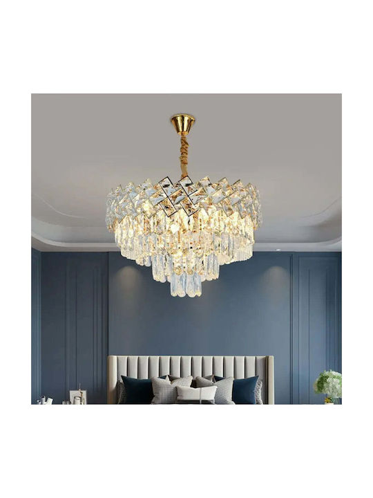 Alista Home Candelabru 8xE14 Ø39cm cu Cristale Auriu AT1CT-IM1P-HT2L-CC800/500GD