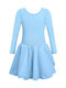 Ballet Leotard Tutu Skirt Ballet Dancer Costume Long Sleeve Blue 120cm