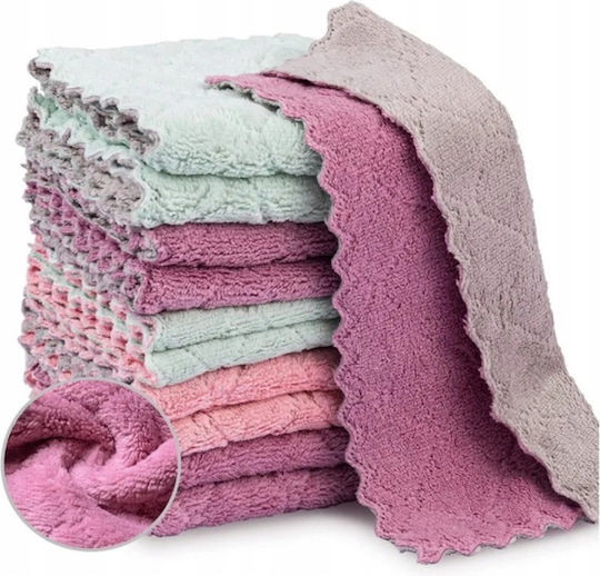 Set 10 Microfiber Cloths Zola Quick-drying 23 X 23 Cm Purple