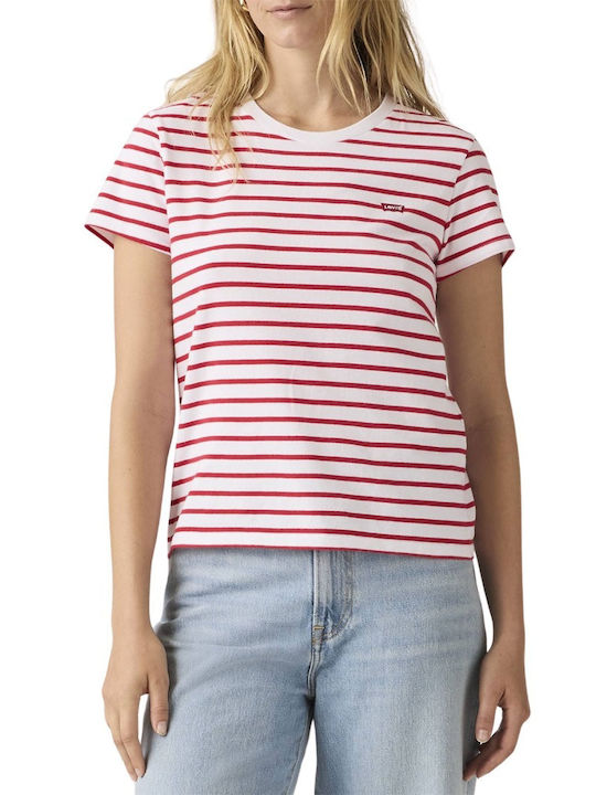 Levi's Perfektes Damen T-Shirt Hellweiß/Urbanrot