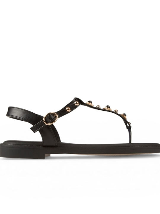 Damen Flache Sandalen Schwarz