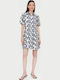 Summer Mini Shirt Dress Blue White