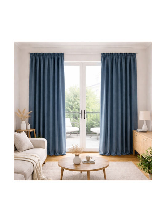 My Home Luxury Κουρτίνα Παραθύρου με Τρέσα Μπλε 280x270εκ.