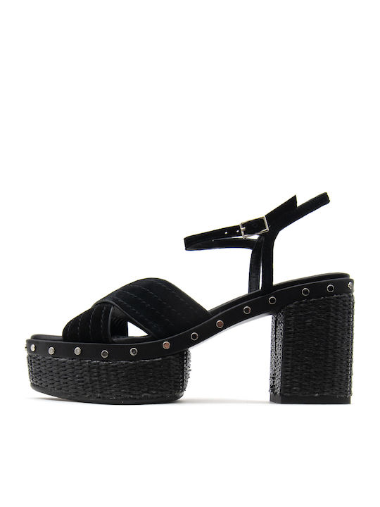 Noa Harmon Suede Black Sandals