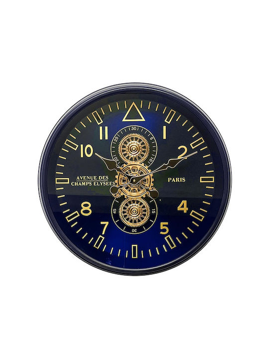 Zaros Wanduhren Metallisches Blau 60x8.5cm