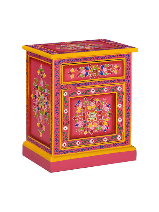 Нощно Шкафче От Масивно Дърво Розово 40x30x50см