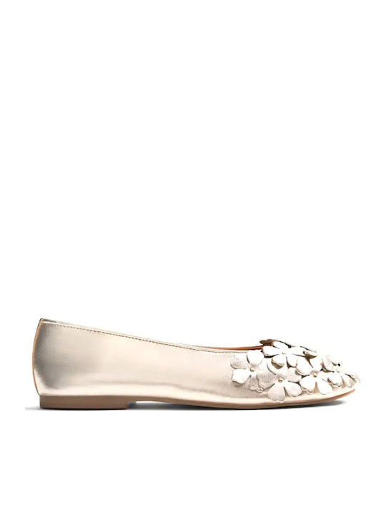 Gioseppo Leather Women's Ballerina Shoes In Gol...