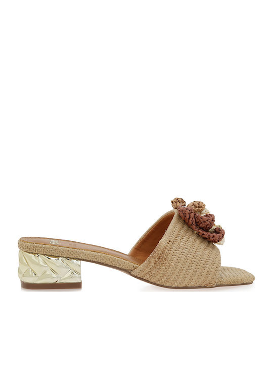 Exe Mules With Low Heel In Beige Colour