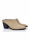 Mules With High Heel In Beige Colour