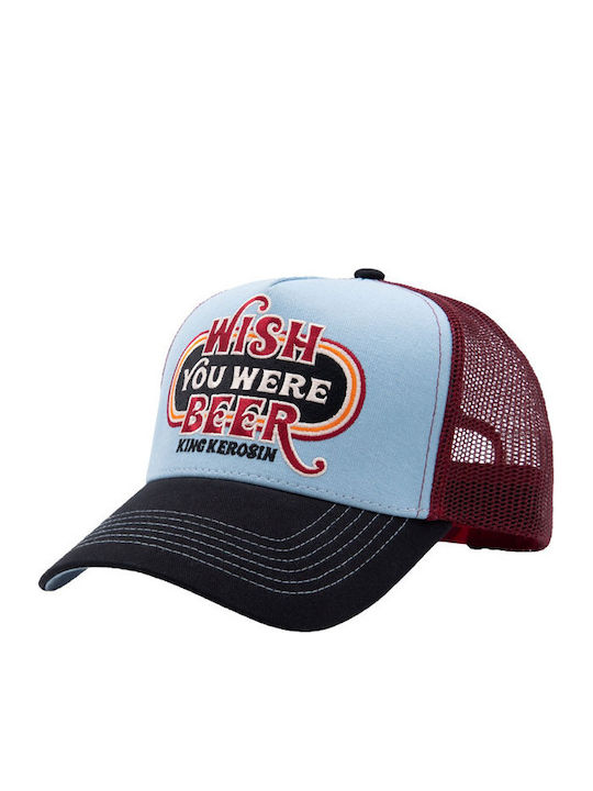 King Kerosin Καπέλο Wish You Were Beer Trucker Cap Skyblue Black