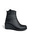 Leather Women's Ankle Boots with Platform Black