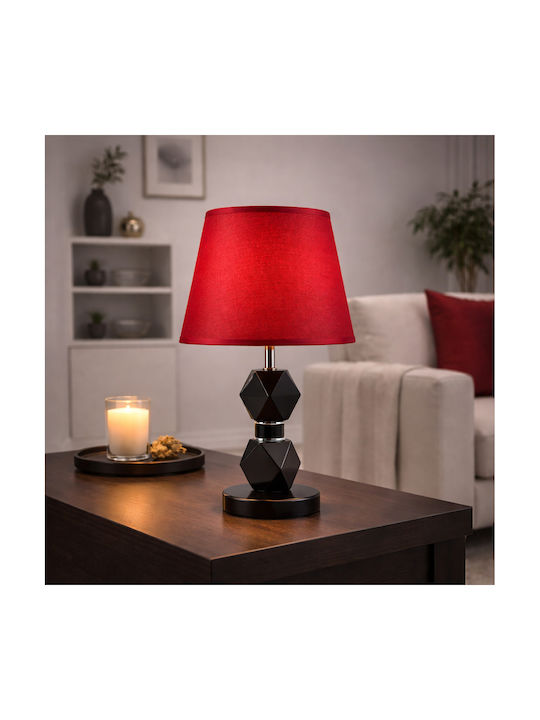 ForHome Μεταλλικό Πορτατίφ για Ντουί E27 με Κόκκινο Καπέλο και Μαύρη Βάση