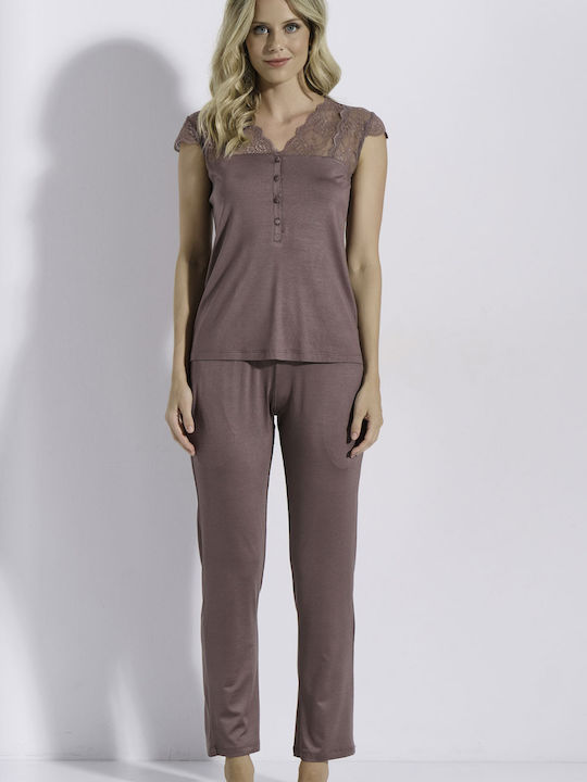 Jeannette Lingerie Νυχτικό Εγκυμοσύνης & Θηλασμού Καφέ