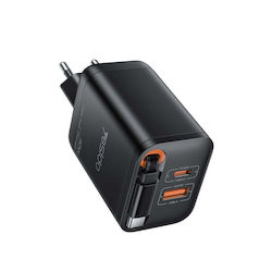 Yesido Charger with Built-in Cable with USB-A Port and USB-C Port 40W Black (YC99) Yesido Charger with Built-in Cable with USB-A Port and USB-C Port 40W Black (YC99)