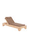 Wooden Deckchair with Brown Pillow 204x79x77cm