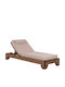 Wooden Deckchair Olefin with Beige Pillow 204x79x77cm