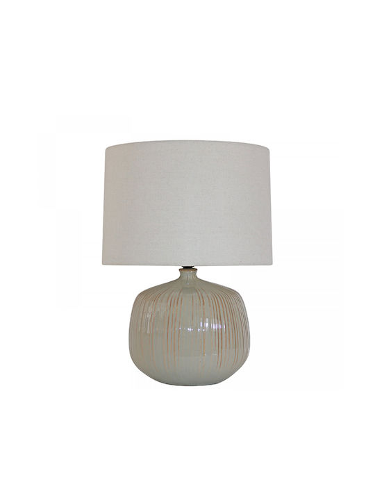 Zaros Ceramic Table Lamp with White Shade and Beige Base