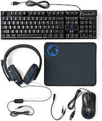 Nedis GCK51110BKUS Set Gaming Tastatură cu Taste Iluminate și Mouse (Engleză SUA) Mouse și Căști cu Iluminare LED Nedis GCK51110BKUS Set Gaming Tastatură cu Taste Iluminate și Mouse (Engleză SUA) Mouse și Căști cu Iluminare LED
