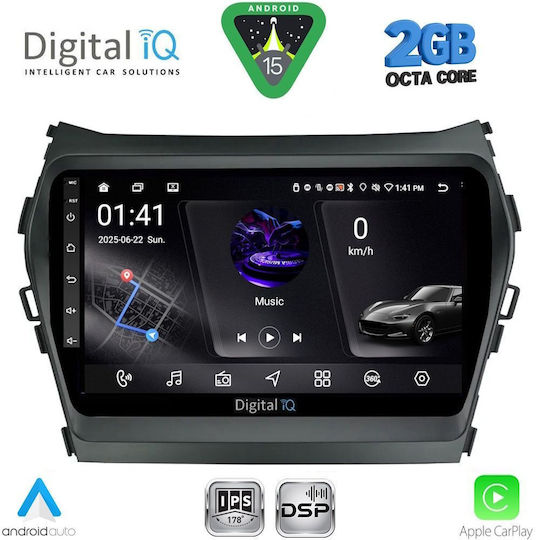 Digital IQ Car Audio System for Hyundai iX45 / Santa Fe 2013-2017 (Bluetooth/USB/WiFi/GPS/Apple CarPlay/Android Auto) with 9" Touch Screen