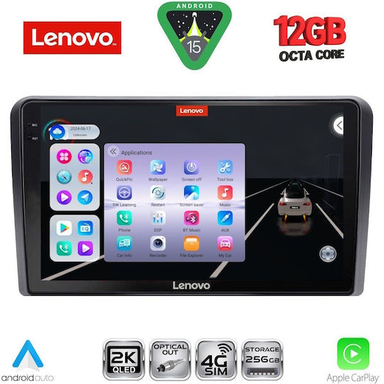Lenovo Car Audio System for Fiat 500 2016 (Bluetooth/USB/WiFi/GPS/Apple CarPlay/Android Auto) with 9" Touch Screen