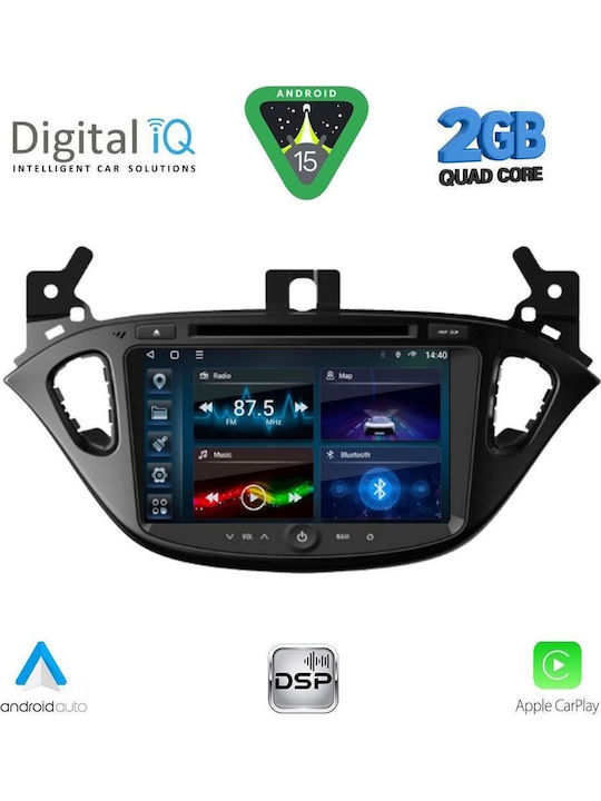 Digital IQ Auto-Audiosystem für Opel Adam / Corsa 2014-2021 Bluetooth USB Eingebautes Wi-Fi GPS Apple CarPlay Android Auto mit 8 Zoll Touchscreen