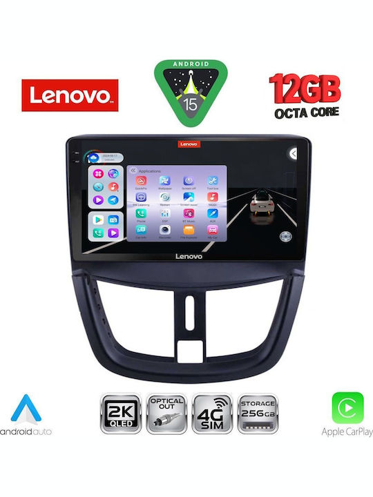 Lenovo Car Audio System for Peugeot 207 2007-2014 Bluetooth USB WiFi GPS Apple CarPlay Android Auto with 9" Touch Screen