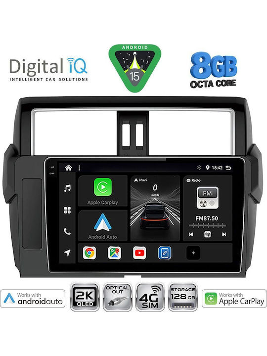 Digital IQ Auto-Audiosystem für Toyota Prado 2014-2017 Bluetooth USB Eingebautes Wi-Fi GPS Apple CarPlay Android Auto mit 10 Zoll Touchscreen