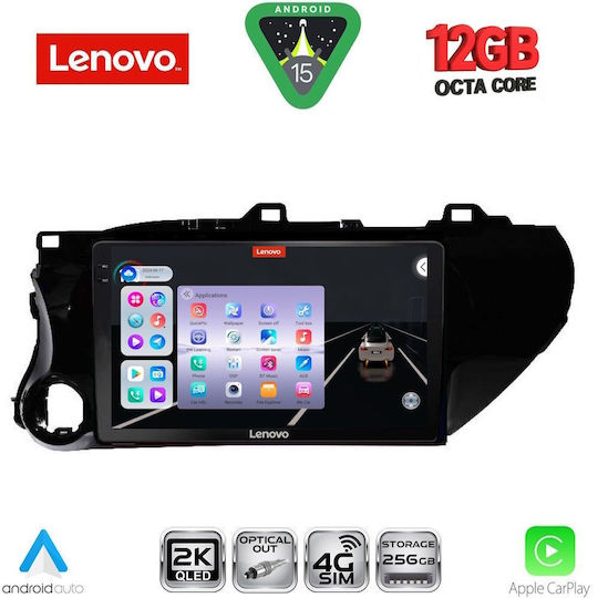 Lenovo Ηχοσύστημα Αυτοκινήτου για Toyota Hilux 2017 (Bluetooth/USB/WiFi/GPS/Apple-Carplay/Android-Auto) με Οθόνη Αφής 10"