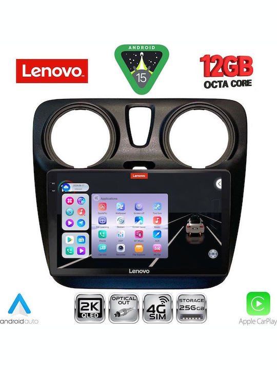 Lenovo Car Audio System for Dacia Dokker 2012-2022 (Bluetooth/USB/WiFi/GPS/Apple CarPlay/Android Auto) with 9" Touch Screen