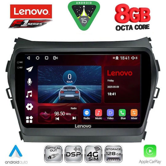 Lenovo Ηχοσύστημα Αυτοκινήτου για Hyundai iX45 / Santa Fe 2013-2017 (Bluetooth/USB/WiFi/GPS/Apple-Carplay/Android-Auto) με Οθόνη Αφής 9"