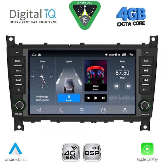Digital IQ Car Audio System for Mercedes-Benz C Class / CLK Class 2004-2008 Bluetooth USB WiFi GPS Apple CarPlay Android Auto with 7" Touch Screen