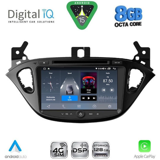 Digital IQ Car Audio System for Opel Adam / Corsa 2014-2021 Bluetooth USB WiFi GPS Apple CarPlay Android Auto with 8" Touch Screen
