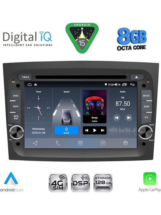 Digital IQ Auto-Audiosystem für Fiat Doblo 2015-2022 Bluetooth USB Eingebautes Wi-Fi GPS Apple CarPlay Android Auto mit 7 Zoll Touchscreen DIGITAL IQ BLM 738 CPA