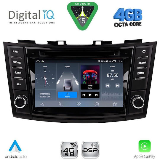 Digital IQ Car Audio System for Suzuki Swift 2011-2016 Bluetooth USB WiFi GPS Apple CarPlay Android Auto
