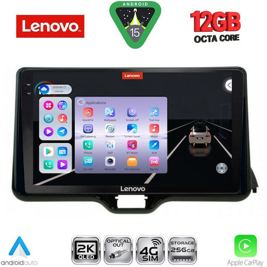 Lenovo Ηχοσύστημα Αυτοκινήτου για Toyota Yaris Mazda 2 2023-2026 (Bluetooth/USB/WiFi/GPS/Apple-Carplay/Android-Auto) με Οθόνη Αφής 10"