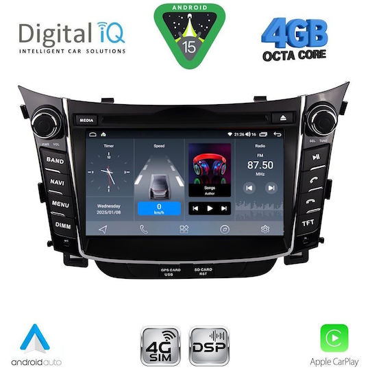Digital IQ Ηχοσύστημα Αυτοκινήτου για Hyundai i30 2012-2017 (Bluetooth/USB/WiFi/GPS/Apple-Carplay/Android-Auto)