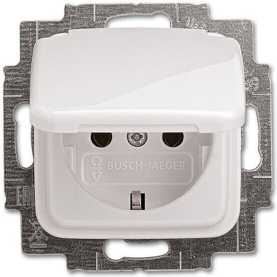 Busch-Jaeger Single Power Socket with White Lid