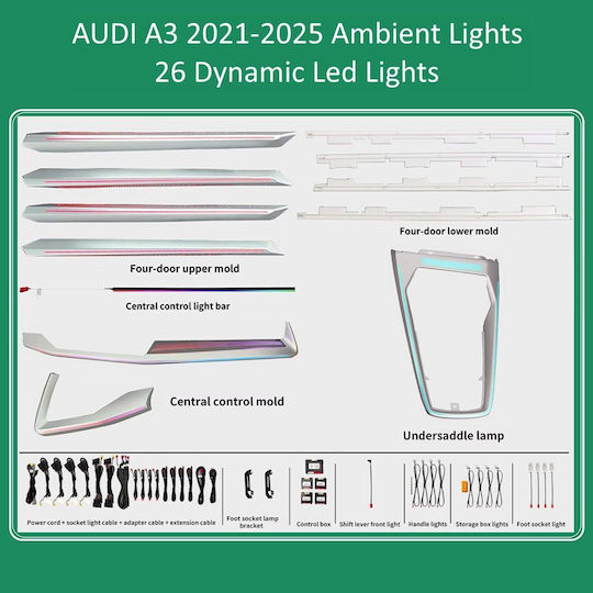 Diq Ambient Audi A3 8y Dyn Fk Mod 2021-2025 Digital Iq Ambient Light Audi A3 8y Mod 2021-2025 26 Lights Fullkit