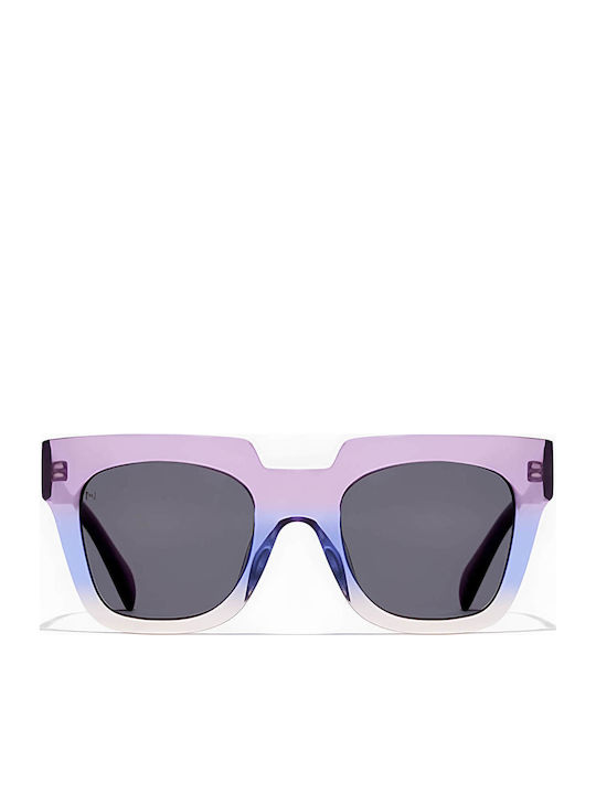 Hawkers Row X Unisex Sunglasses with Purple Metallic Frame and Gray Lenses
