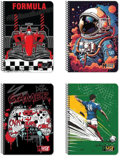 Must Team Spiral School Notebook Ruled A4 30 Paper Sheets Player
