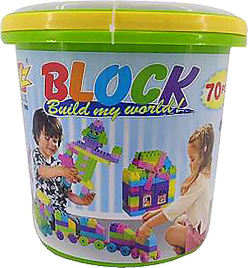 Bucket 70 Building Blocks Ø23.5x24cm Toymarkt 95462 1pc 75-442