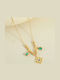 Colier Diamonds Flowers Albastru Petrol Diamante Aur