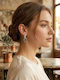Silver Black Hoop Earrings